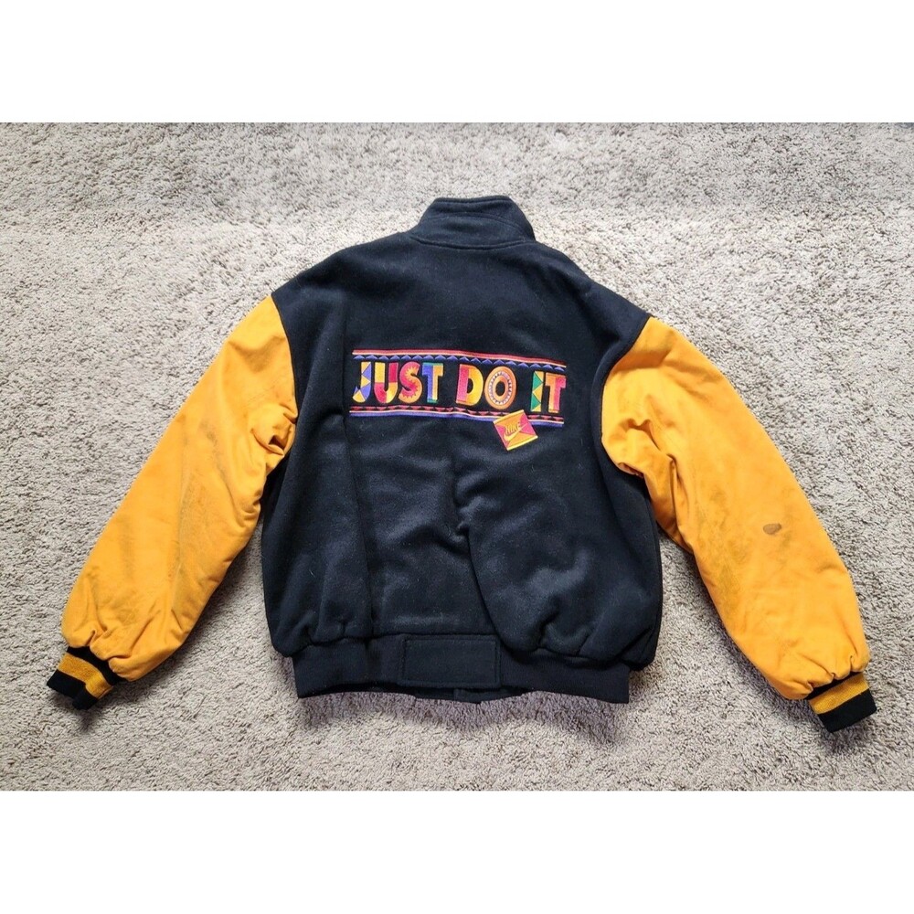 Vtg 90s Nike Spike Lee Urban Jungle Wool Varsity Bomber M Jacket Just Do It Rare